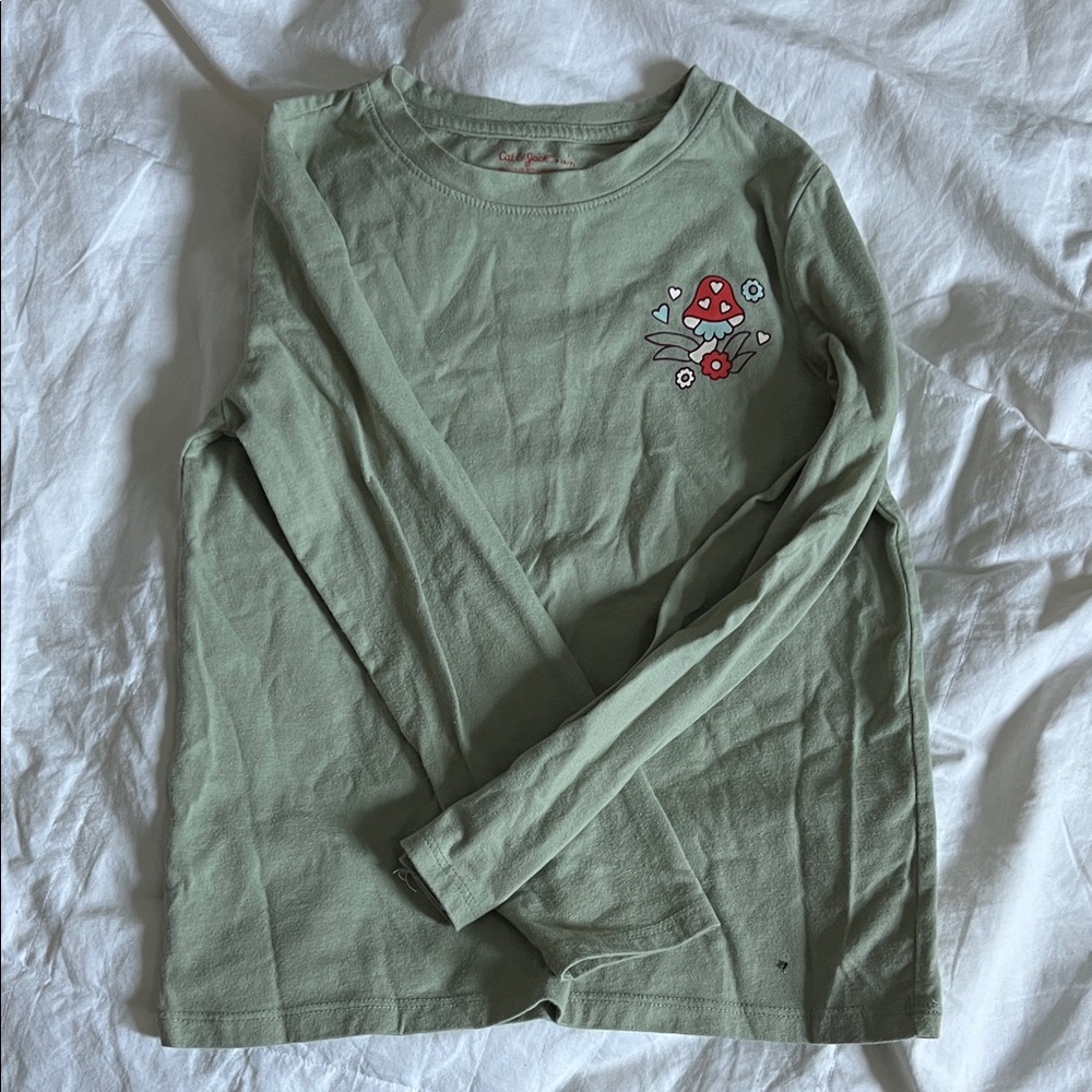 Cat & Jack Olive Long Sleeve Tee with Mushroom Print